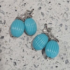 Vintage Lisner Rhinestone Cabochon Clip on Earrings